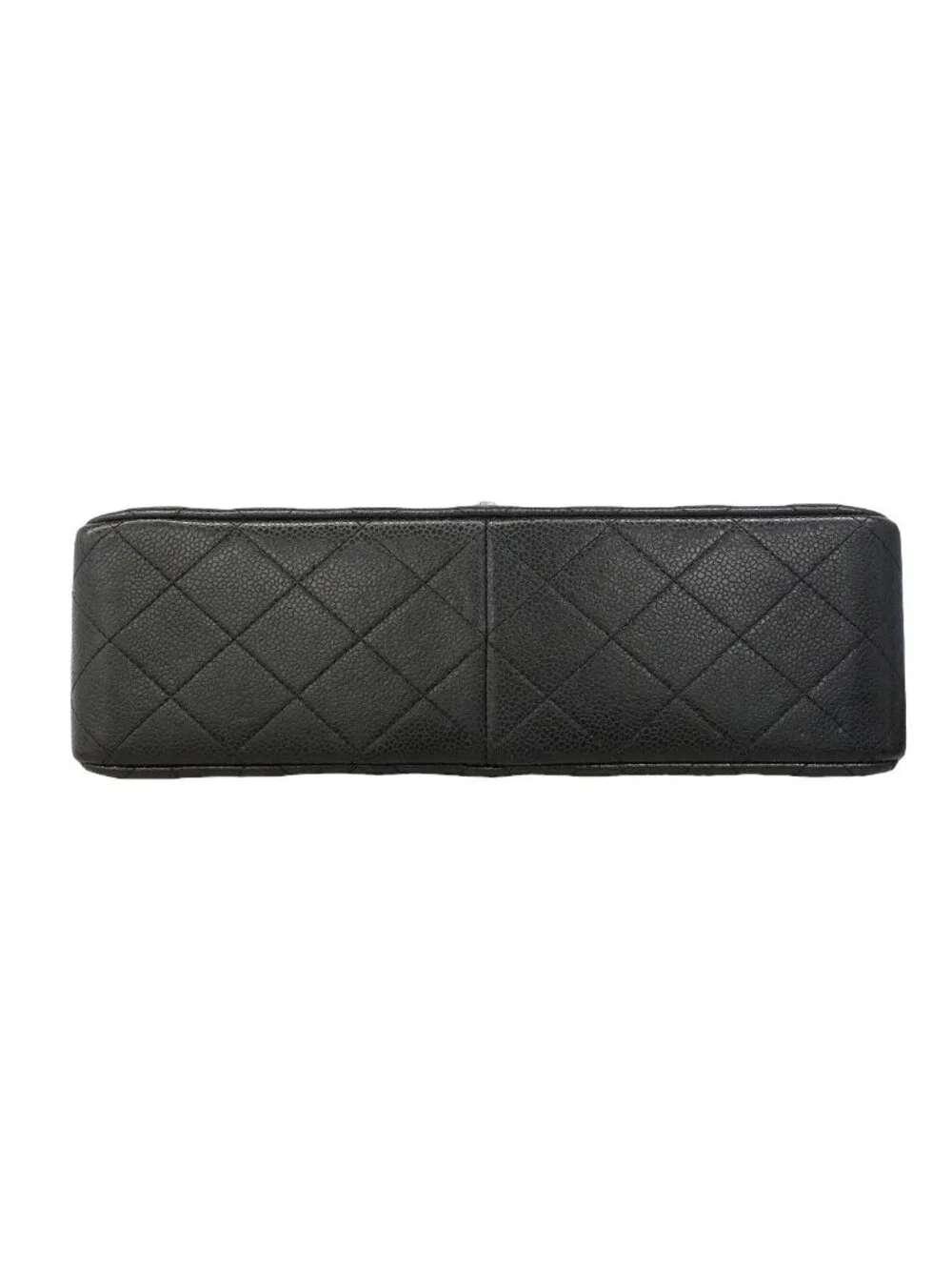Chanel Shoulder Bag Maxi Quilted Caviar Leather Black Silver